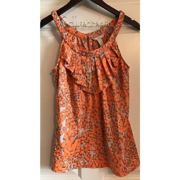 Banana Republic Orange Sleeveless Tank‎ Top Cami Braided Trim SZ:LP EUC - Picture 2 of 7